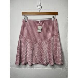 NEW Free People Camden Pink Velvet Ribbed Mini Skirt Size Small